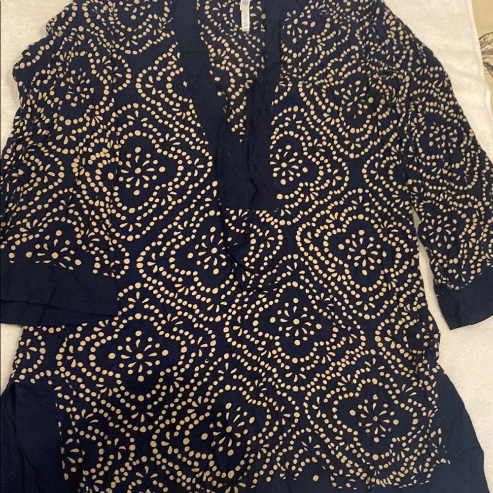 Blue and Gold Cut Out Tunic Top